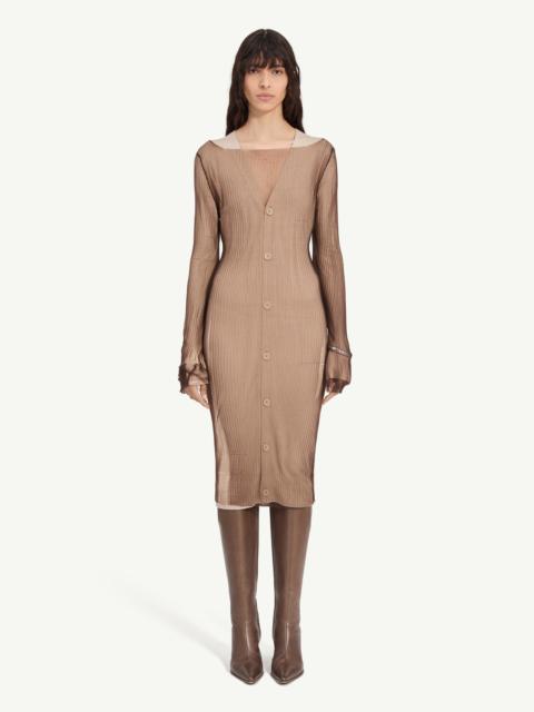 Ribbed midi dress with overlay
