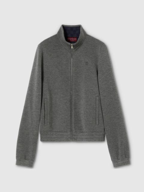Double jersey jacquard zip jacket