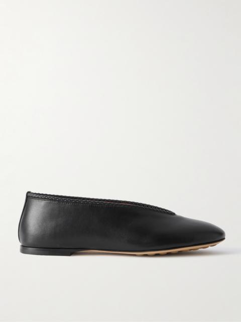 Rosa Intrecciato-trimmed Leather Ballet Flats