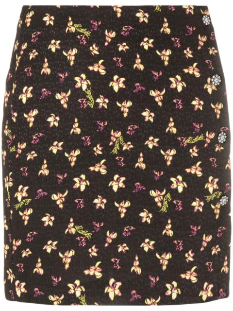 floral-pattern jacquard miniskirt