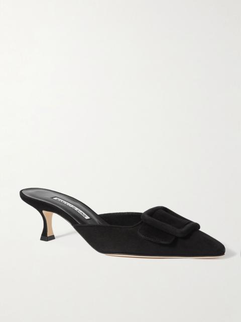 Maysale 50 buckled suede mules Black