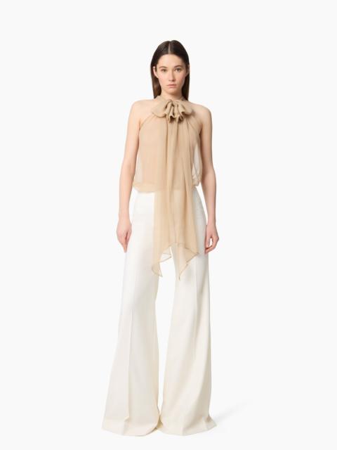 Sleeveless Beige Lavalliere Shirt