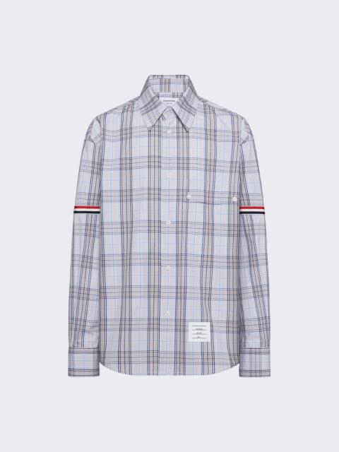 Plaid Check Poplin Armband Oversized Shirt Blue