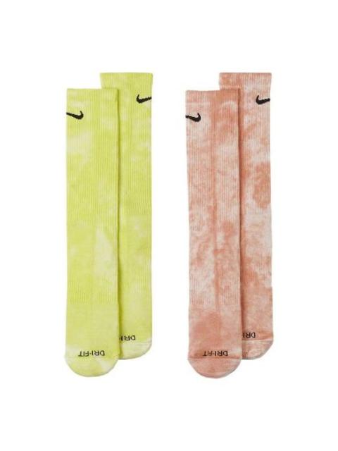 Nike Unisex Everyday Plus Tie Dye Medium Stockings 2 Pairs Yellow/Orange/Red DM3407-904