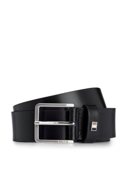 ITALIAN-LEATHER BELT WITH SIGNATURE-STRIPE KEEPER TRIM