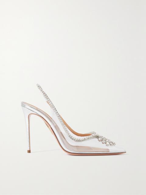 Seduction 105 Crystal-embellished Metallic Leather And Pvc Slingback Pumps