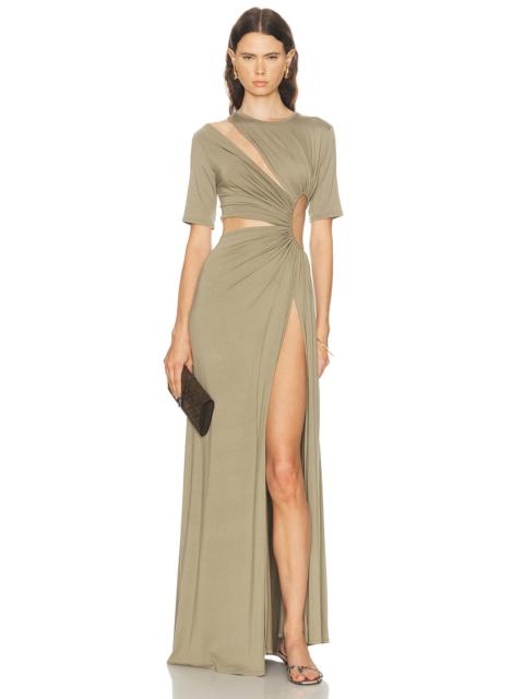 Gathered Slit Maxi Dress