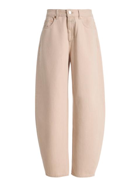 Jazzie Rigid Mid-Rise Cropped Barrel-Leg Jeans pink