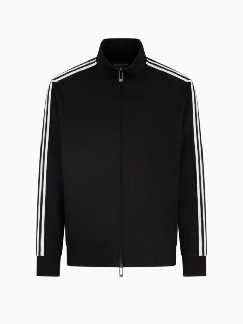 FULL-ZIP SWEATSHIRT IN JERSEY WITH LOGO BANDS
