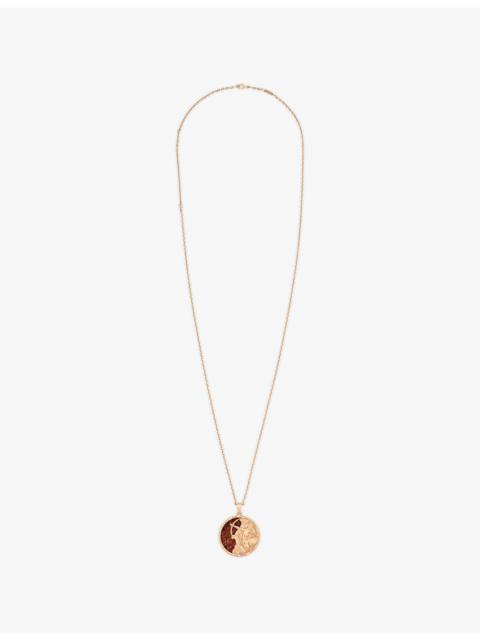 Zodiaque Sagittarius 18ct Rose-Gold And Red Pietersite Pendant Necklace