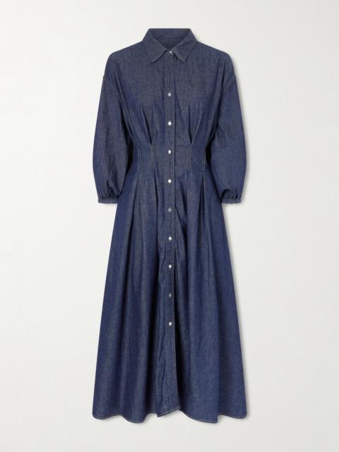 Mason Pleated Denim Midi Shirt Dress