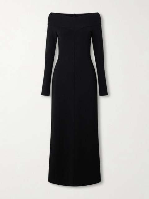 Off-the-shoulder Knitted Midi Dress