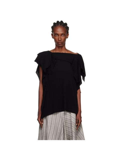 Black High Twisted Crepe & Interlock Draped T-shirt