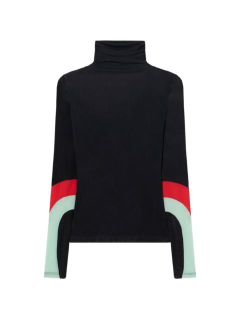 high-neck long-sleeved top