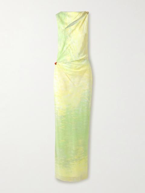 Citterio Embellished Cutout Printed Crepe De Chine Maxi Dress