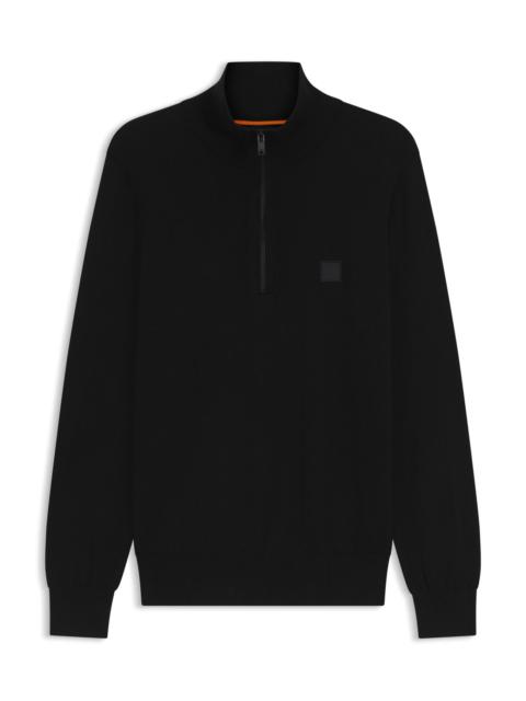 LOGO-PATCH ZIP-NECK SWEATER IN COTTON AND CASHMERE