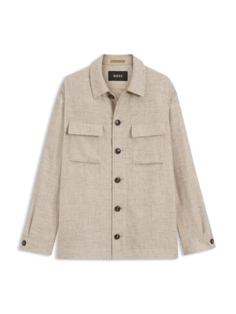 REGULAR-FIT OVERSHIRT IN VIRGIN WOOL, SILK AND LINEN