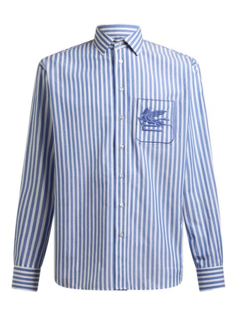 Pegaso-embroidered striped shirt