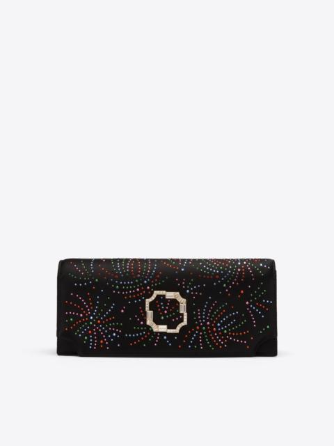 Vivien Black Crystal-Embellished Satin Clutch Bag