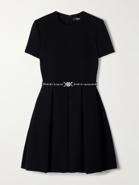 Belted Wool-crepe Mini Dress