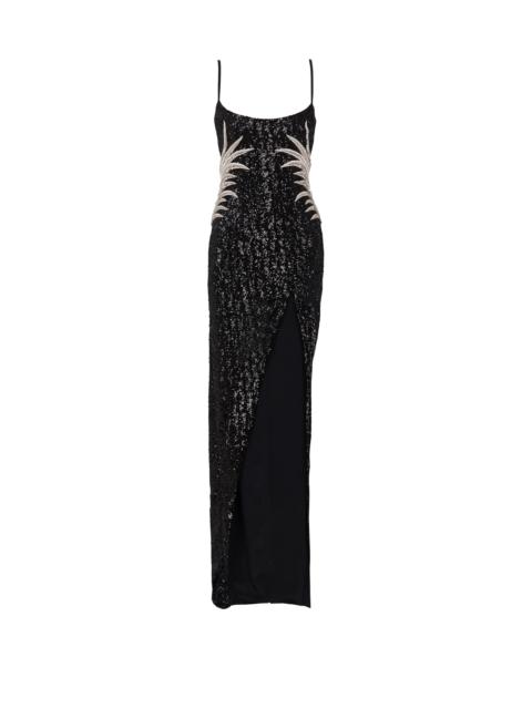 Balmain Long sequin palm tree dress - DF1RN117PC41EAW | REVERSIBLE