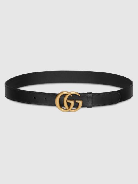 Leather belt with Double G buckle