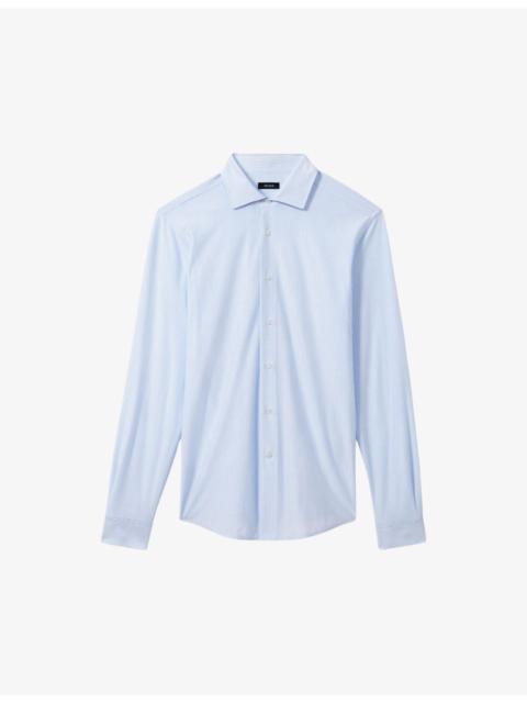 Striped long-sleeved cotton-blend shirt