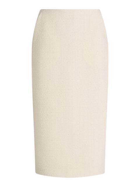 Bouclé Midi Pencil Skirt white