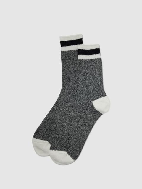 Tuck cuff stripe crew sock