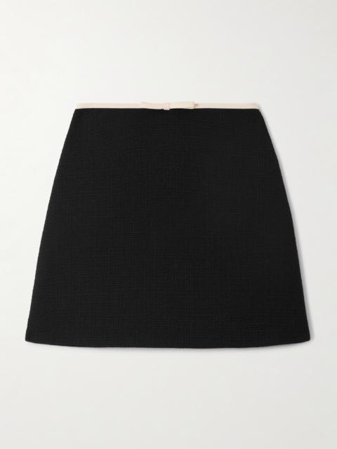Bow-embellished Wool-blend Tweed Mini Skirt