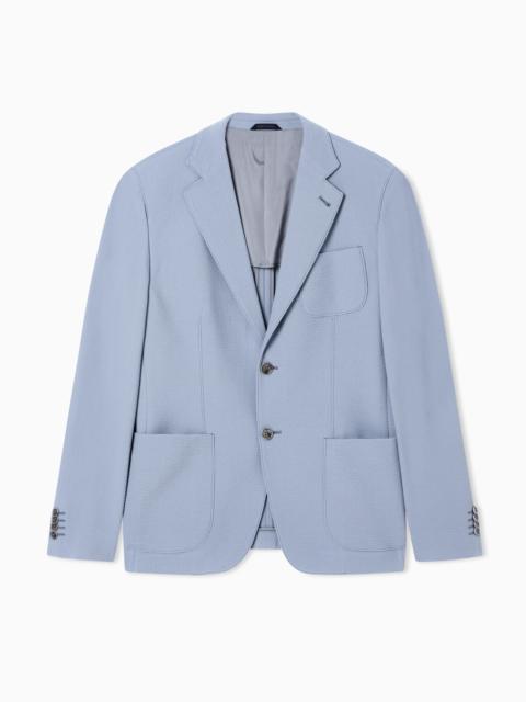 ASV UPTON LINE SINGLE-BREASTED JACKET IN SEERSUCKER VIRGIN WOOL