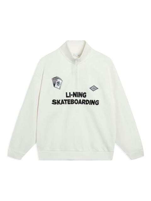 Li-Ning Skateboarding Graphic Half Zip Sweatshirt 'Creamy White' AWDT225-2