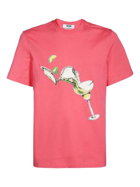cocktail-print cotton T-shirt
