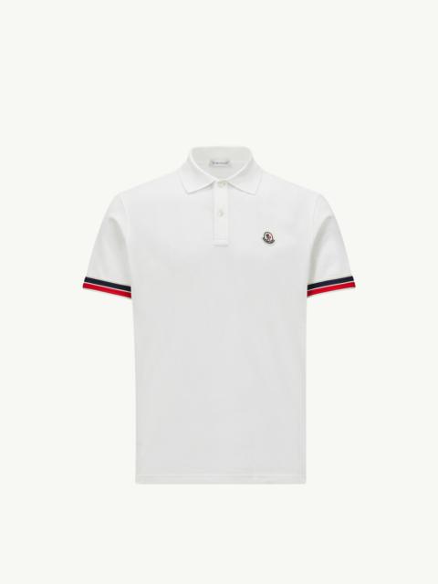 Striped Trim Cotton Piquet Polo Shirt