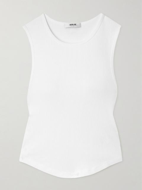 Nova Ribbed Cropped Stretch Organic Cotton And Tencel Lyocell-blend Tank