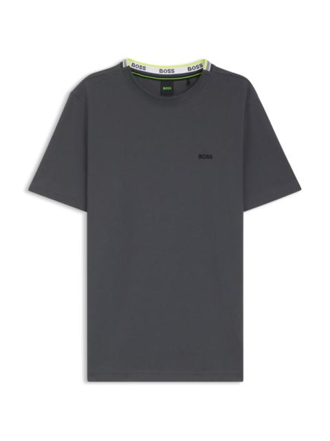 COTTON-PIQUÉ T-SHIRT WITH JACQUARD-WOVEN BACK COLLAR