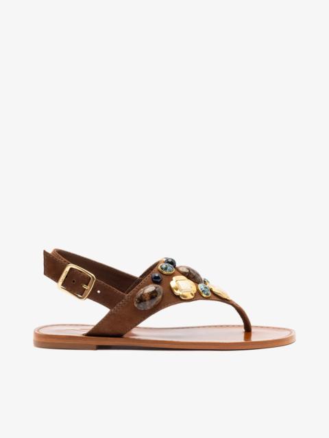 Talitha Flat Sandal In Brown Leather