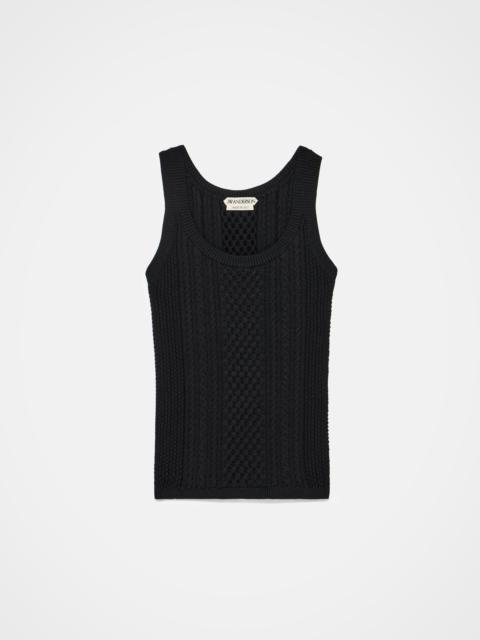 CABLE-KNIT TANK TOP IN BLACK