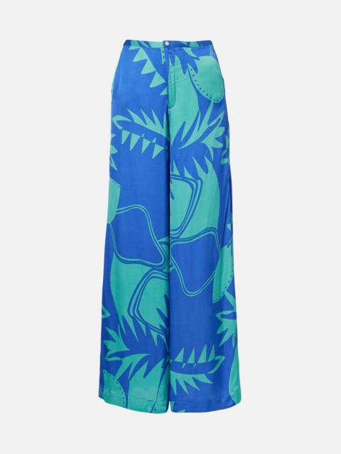 Clea printed high-rise wide-leg pants