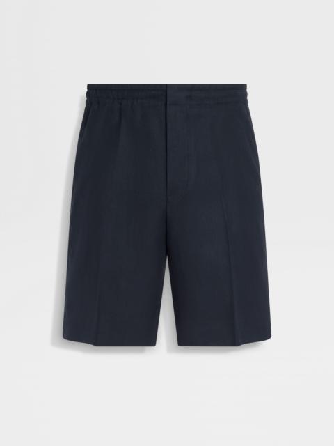 NAVY BLUE OASI LINO SHORTS