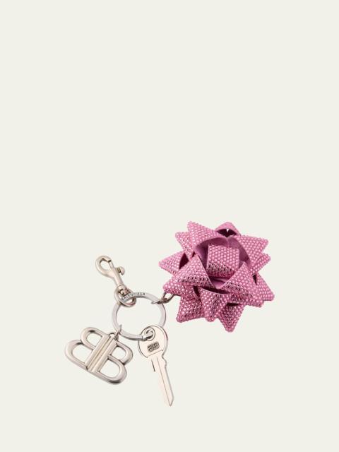 Pink Crystal Gifting Bow Key Ring Bag Charm