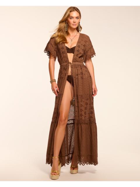 Janis Cotton Eyelet Tie Front Coverup Maxi Dress