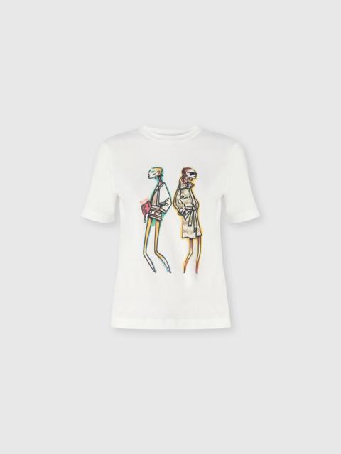 Cotton Jersey Crewneck T-Shirt with Print and Logo