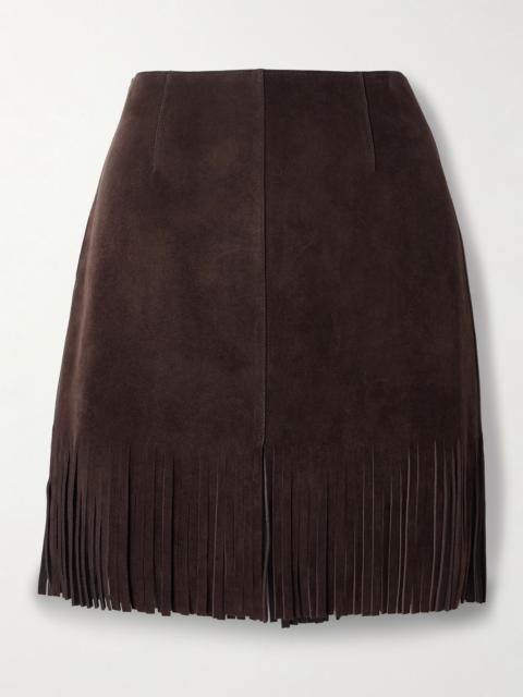 Fringed suede mini skirt Brown