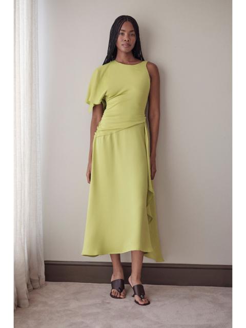 Viscose Satin Drape Midi Dress