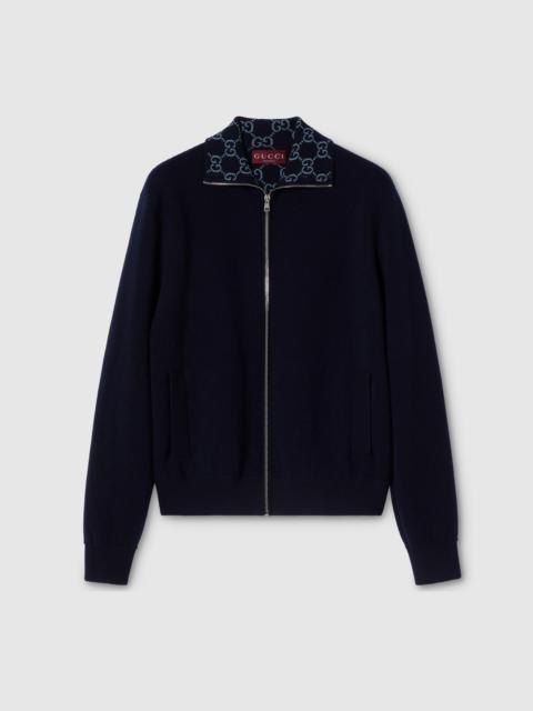 Knit double wool zip jacket