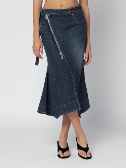 Asymmetric blue denim skirt