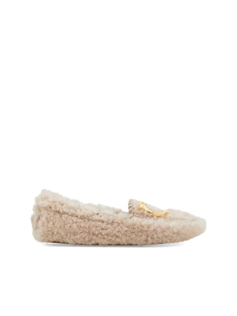 Gancini shearling loafers