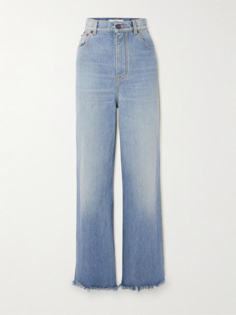 Frayed High-rise Wide-leg Jeans