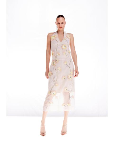 Ooto Organdie Applique Woven Midi Pencil Skirt